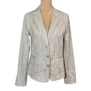 Cabi Gingham Lightweights Summer Blazer Sz M Beige Work Heritage Preppy
